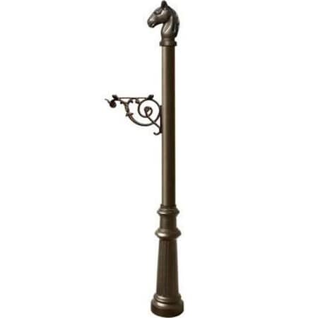 Grandoldgarden Support Bracket Post System with Fluted Base & Horsehead Finial Bronze GR3167627